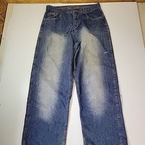Vintage Y2K Brooklyn Express Baggy Size 36 Wide Leg Light Wash Blue Denim Jeans